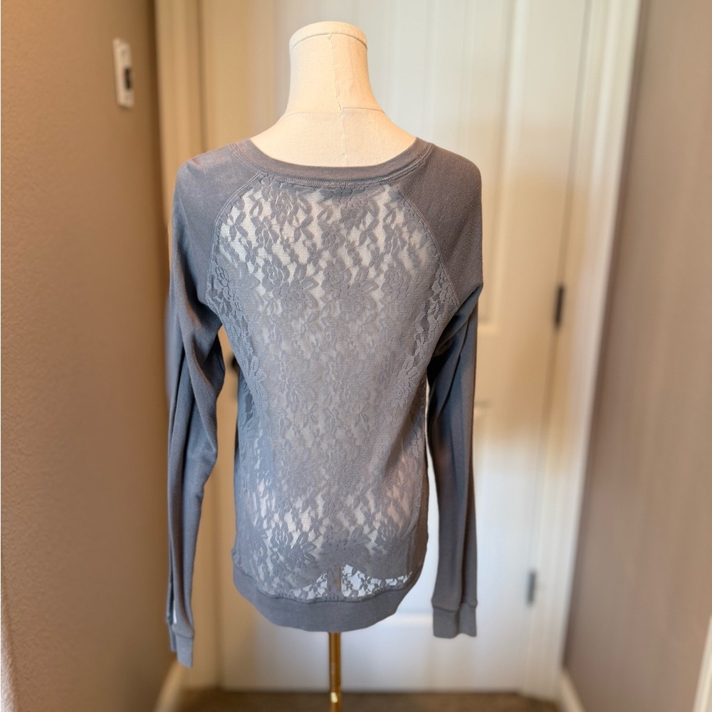 Milwaukee Brewers PINK Victoria's Secret Gray Sweater with Lace Back - Picture 3 of 4